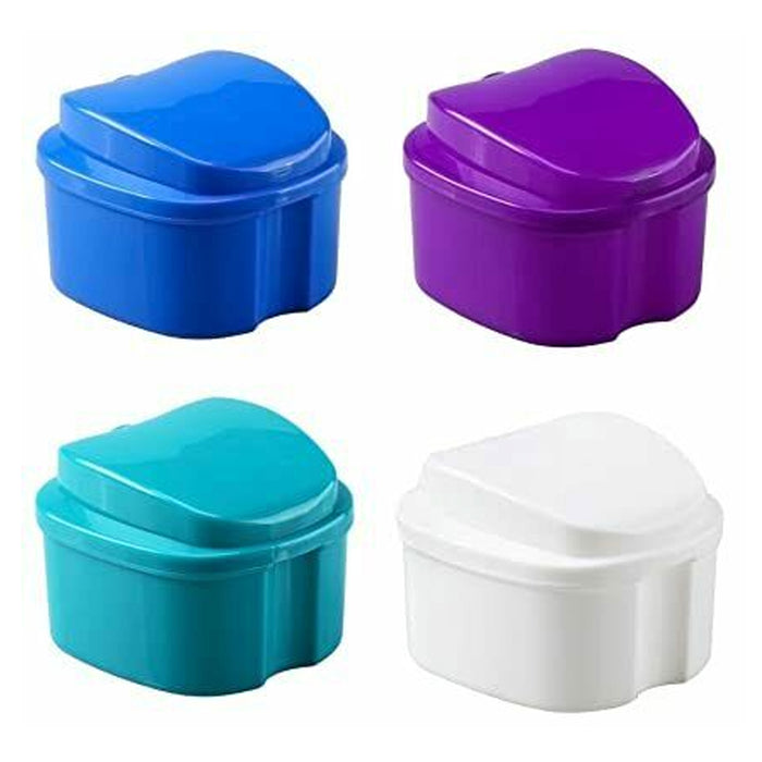 4 Pk Denture Storage Dental Mouthguard Container Case Bath Protect Orthodontic