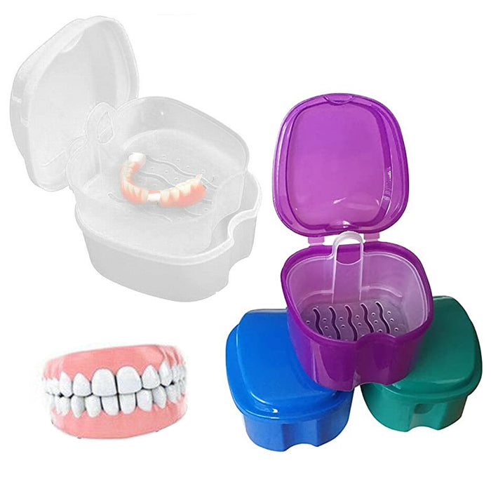 4 Pk Denture Storage Dental Mouthguard Container Case Bath Protect Orthodontic
