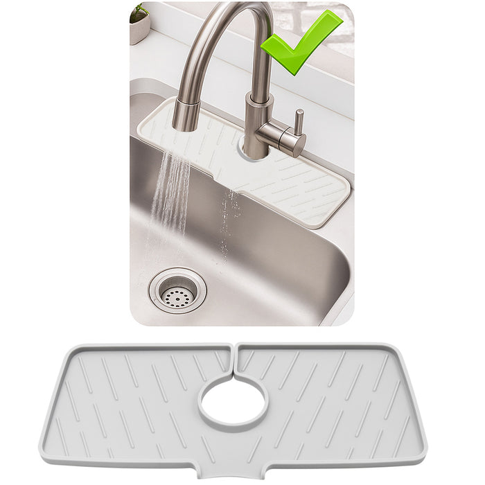 5 Kitchen Sink Splash Guard Behind Faucet Tray Silicone Mat 17.7X5.9" Home White