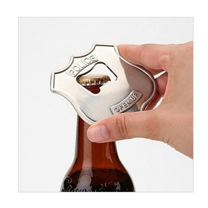 Open Up Police Badge Bottle Can Opener Steel Fun Parties Beer Cap Soda Bar Gift