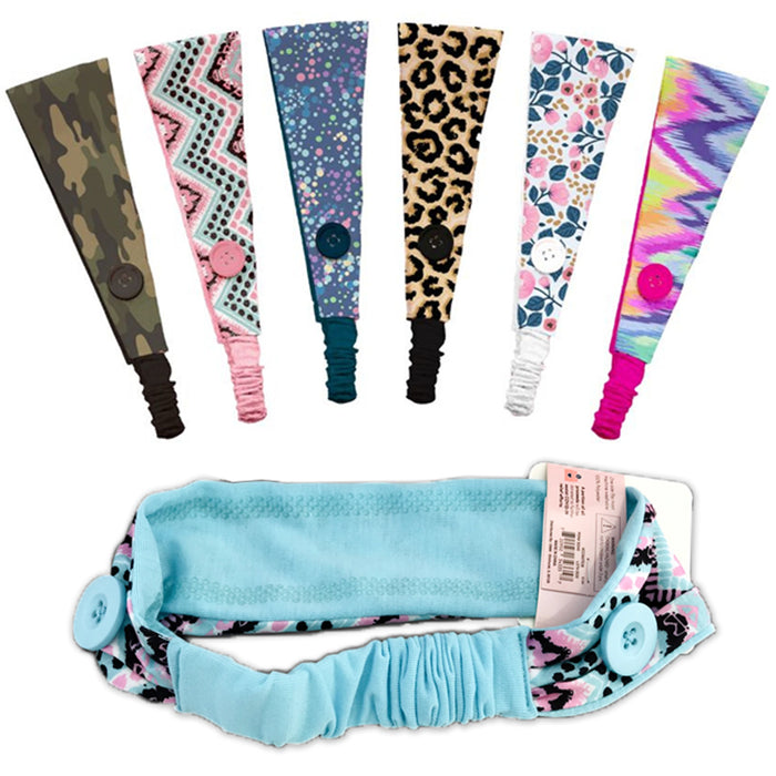 1 Pc MaskMates Button Headband Elastic Hair Band Ear Saver Cover Assorted Colors