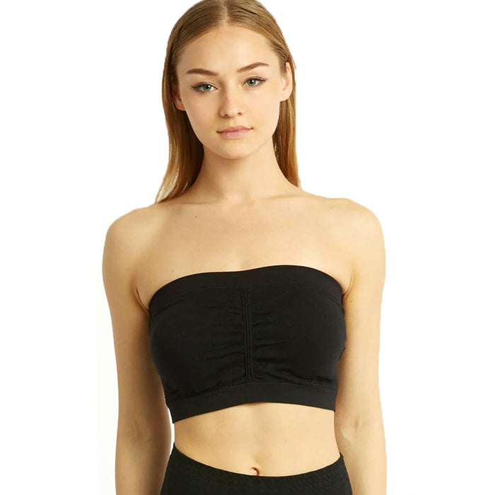 6 Pc Microfiber Bandeau Seamless Strapless Tube Top Bras Multi-Colors One Size