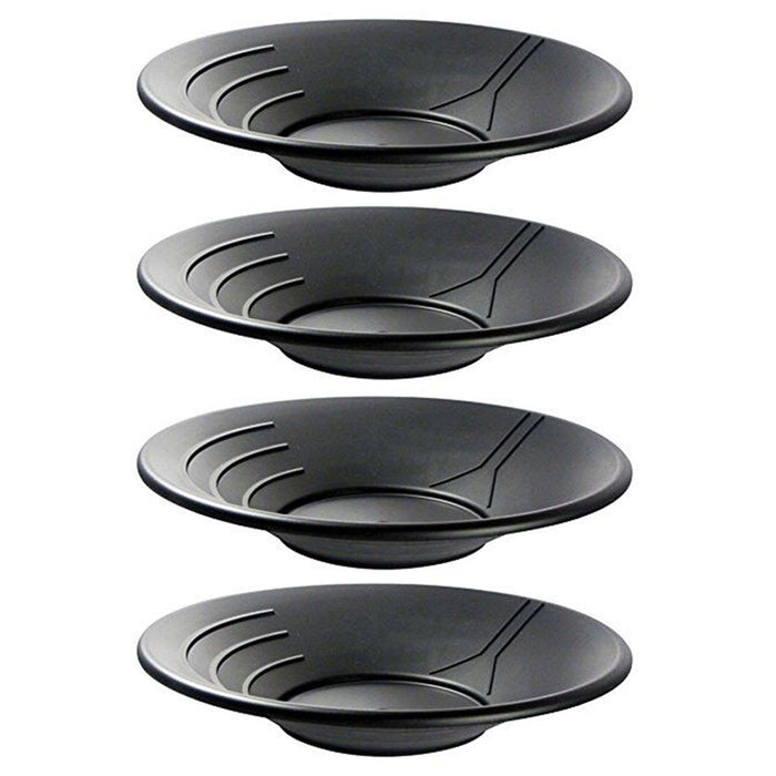4 Pc Black Plastic 14" Gold Pan Nugget Mining Panning Sifter Riffles Prospecting