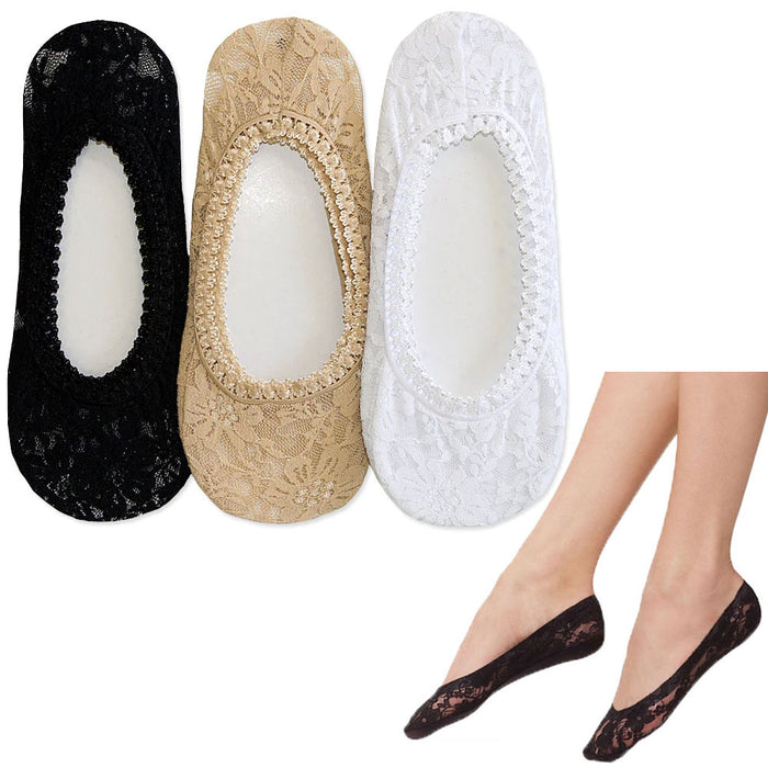 12 Pairs Women's Low Cut Lace Liner Boat Socks Footies Slip Cover Invisible 9-11