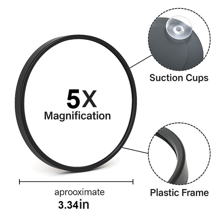 Magnifying Mirror 5X Suction Cup Makeup Travel Portable Shower Bathroom Cosmetic