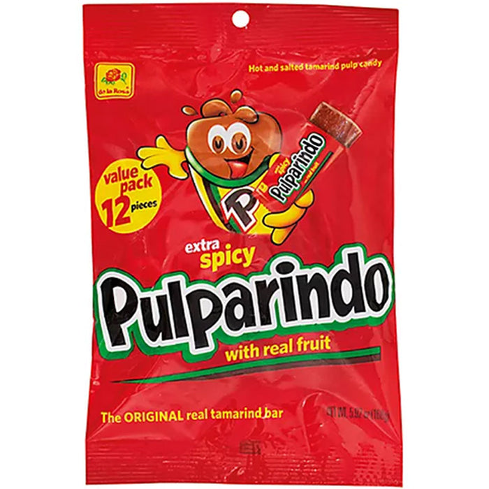 12 Pc Pulparindo Extra Spicy Flavor Mexican Candy Tamarindo Pulp Hot Salted 1 Pk