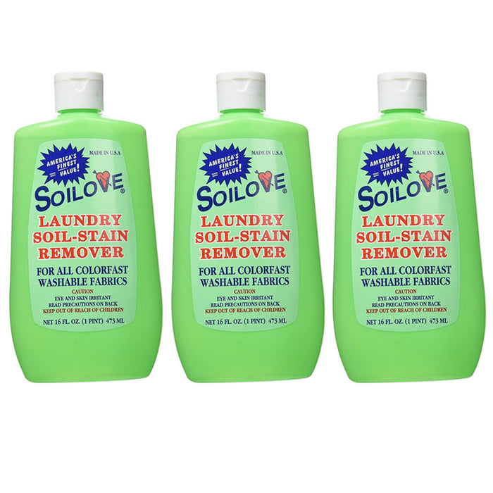 3 Soilove Soil Heavy Duty Laundry Stain Remover Blood Grease Dirt Removal 16oz