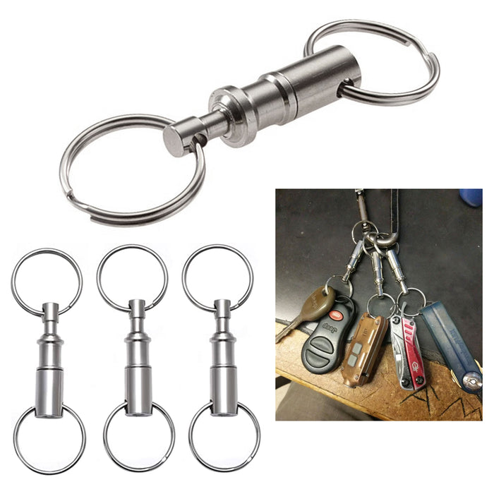3 Detachable Pull Apart Key Rings Keyring Keychain Quick Release Break Away Snap