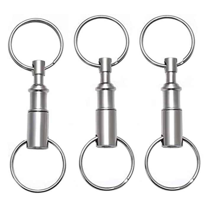 3 Detachable Pull Apart Key Rings Keyring Keychain Quick Release Break Away Snap