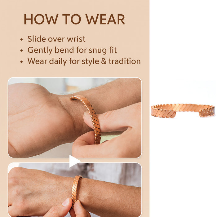 3 Pc Pure Copper Bracelet Arthritis Pain Therapy Energy Cuff Bangle Men & Women
