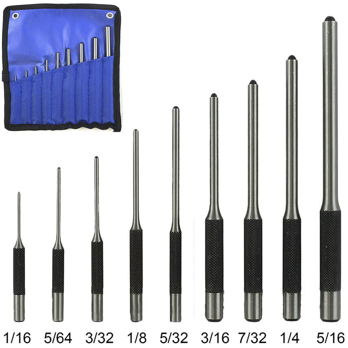 9 Pc Heat Treated Roll Pin Punch Set Gunsmithing Repair Tools Drop Forged Steel