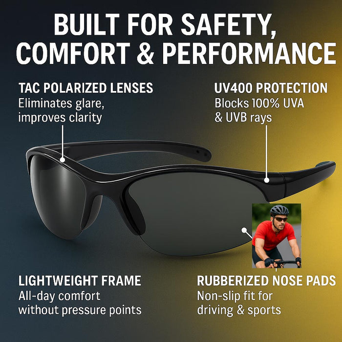 2 Professional Polarized Cycling Driving Fishing Glasses Outdoor Sports Sunglass