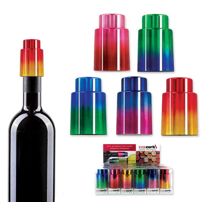 1 Ever Cork Vacuum Wine Stopper Sealer Plug Bottle Silicone Reusable Colors Gift