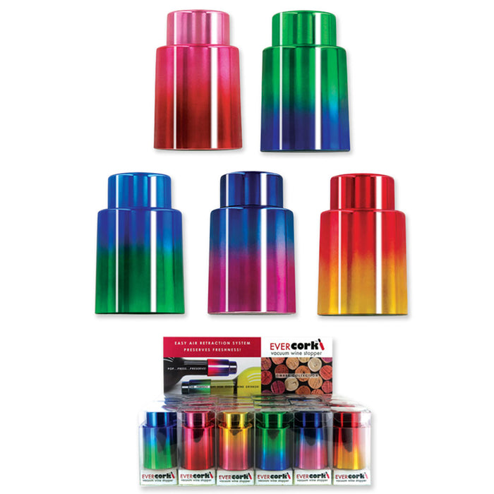 1 Ever Cork Vacuum Wine Stopper Sealer Plug Bottle Silicone Reusable Colors Gift