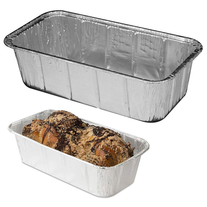 100 Pk Aluminum Foil Loaf Pans 2Lb Disposable Bake Premium Bread Tins Container