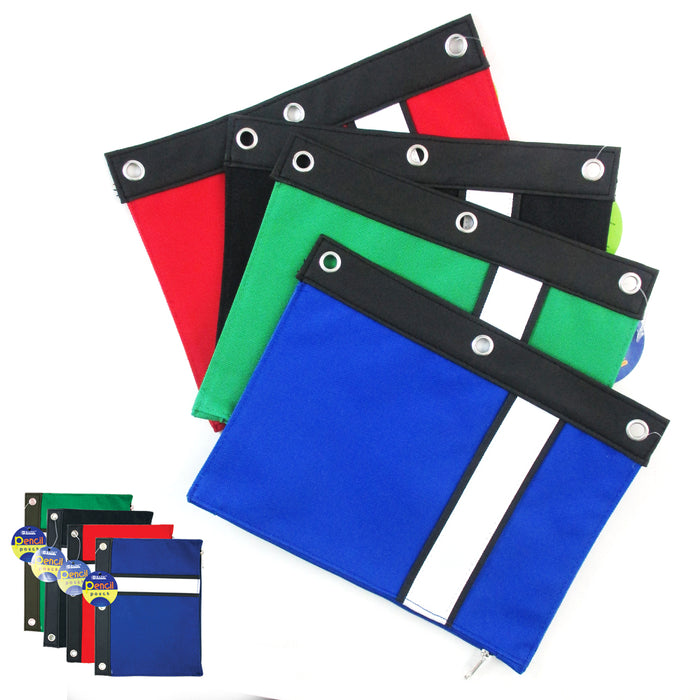 1 Pencil Pouch Zipper 3 Ring Binder Bag School Supply Pen Marker Holder Storage
