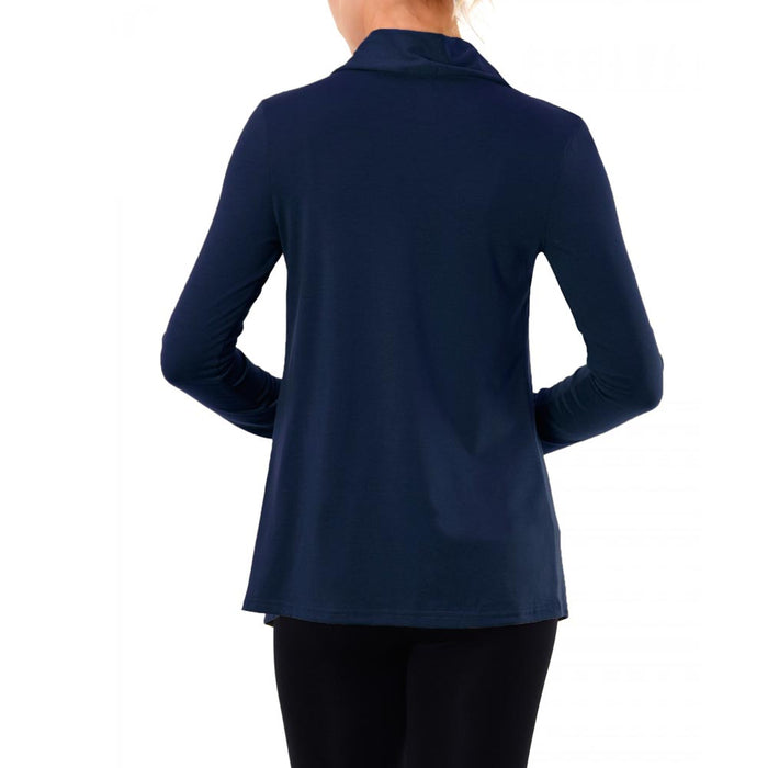 Women’s Lightweight Open Front Cardigan Long Sleeve Navy Soft Stretch Casual Sweater Top One Size