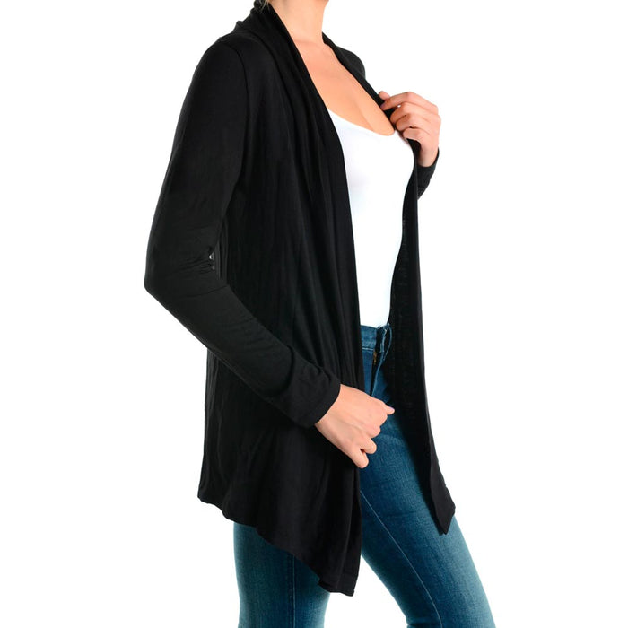 Women Lightweight Open Front Cardigan Soft Long Sleeve Jacket Top Black One Size