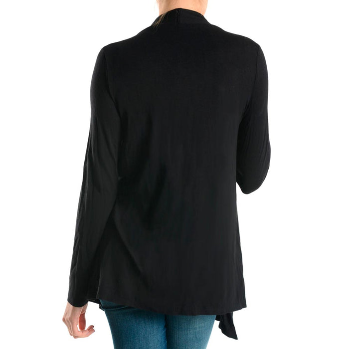 Womens Cardigan Long Sleeve Sweater Top Casual Solid Open Front Jacket Black SML