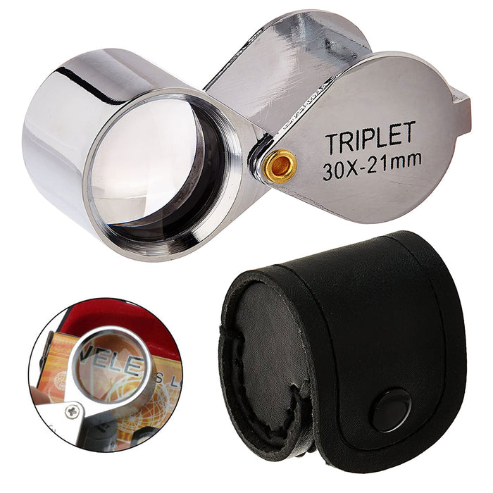 1pc 30x Triplet 21mm Magnifying Glass Chrome Magnifier Jeweler Eye Loupe Jewelry