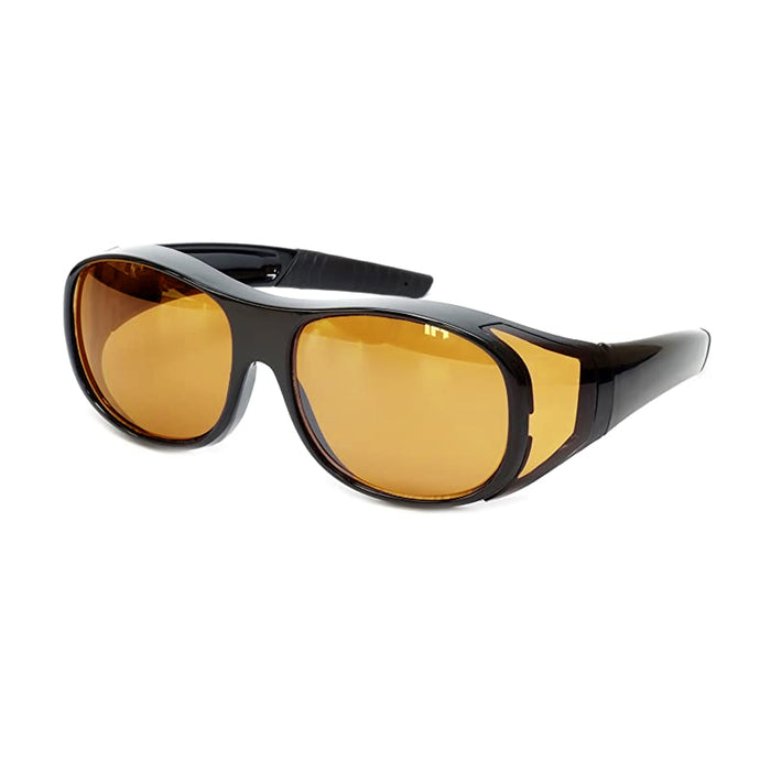 2 Pc Large Fit Cover Over Most Rx Glasses Sunglasses Safety Drive Yellow Lens