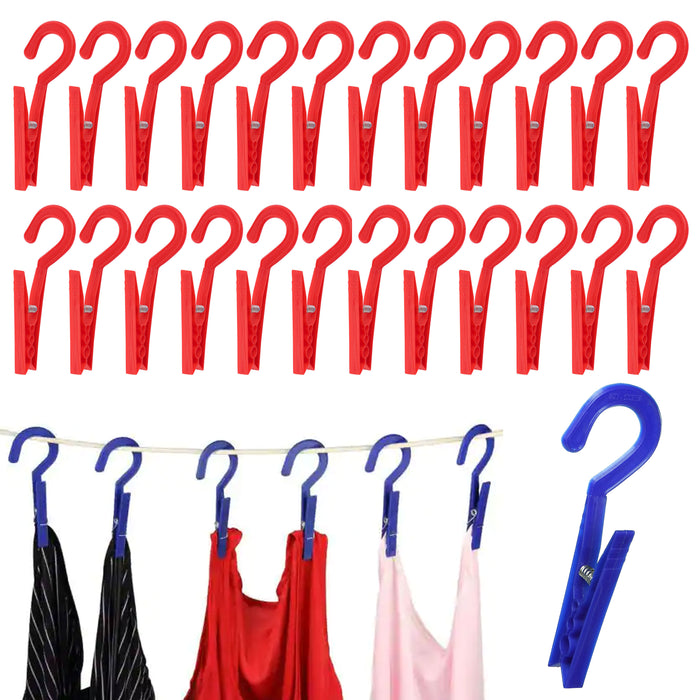 24 Pc Laundry Hanging Clothespins Hanger Clothes Pins Clips Pegs Heavy Duty Grip