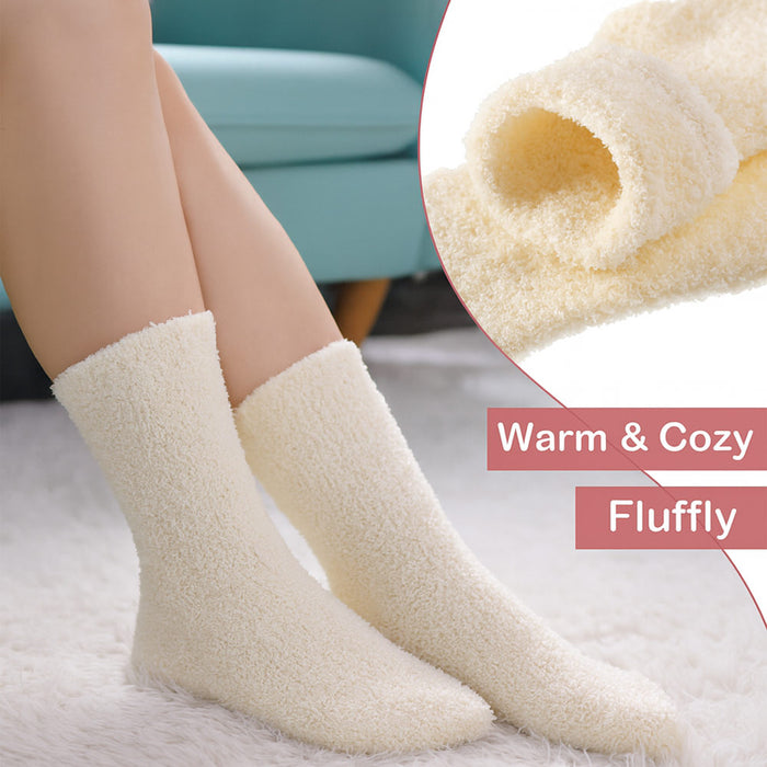 6 Pairs Ladies Cozy Socks Plush Fuzzy Soft Warm Slipper Women Pastel Colors 9-11