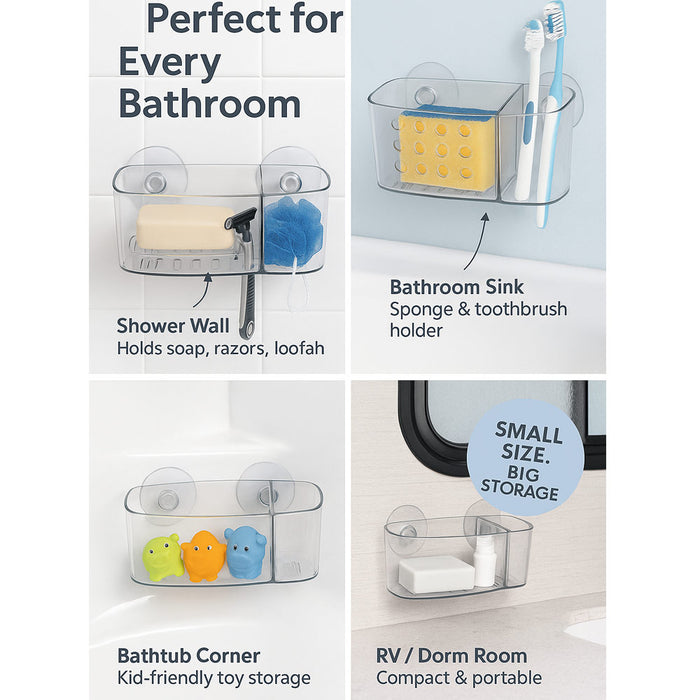 2 Bath Organizer Shower Caddy Bathroom Storage Basket Soap Holder Suction Cups
