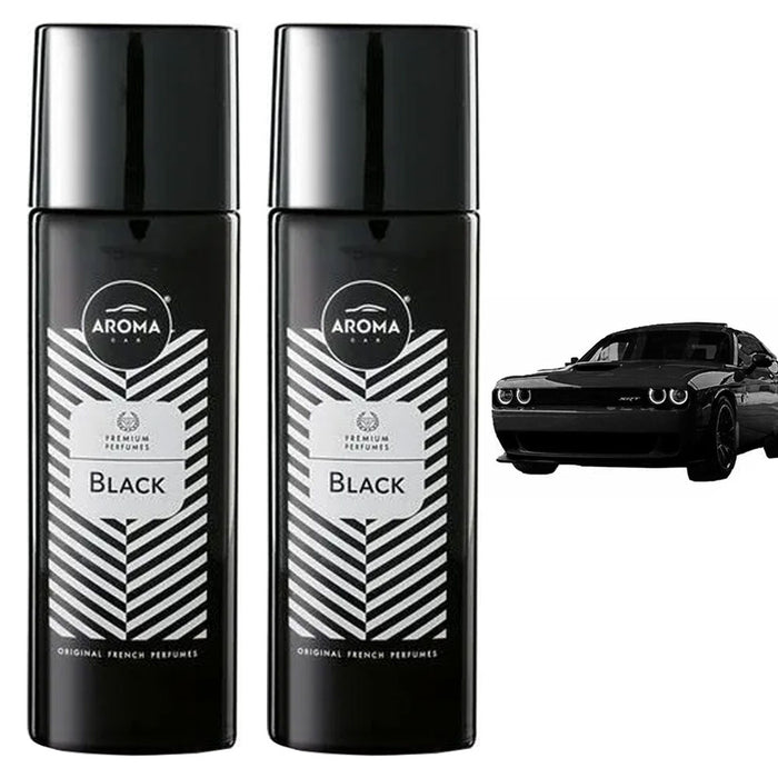 2 Car Air Freshener Black Fragrance European Scent Aroma Deodorizing Spray 50ml