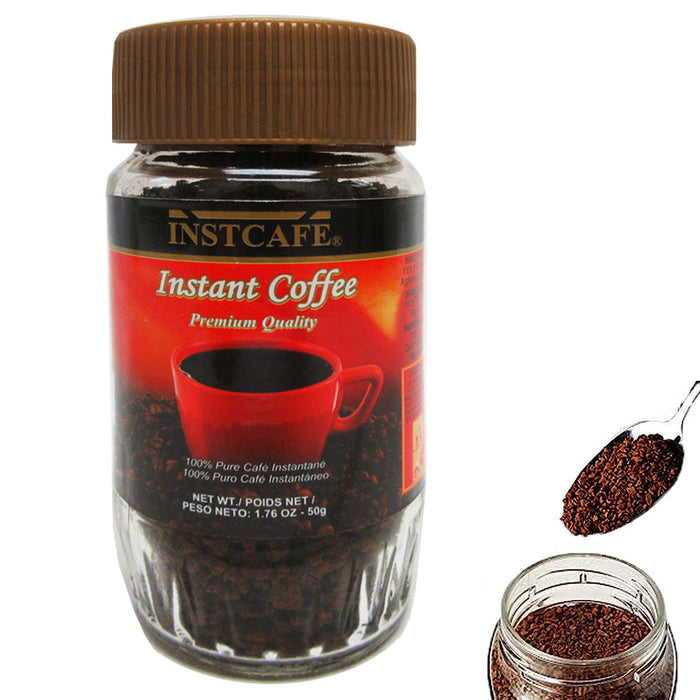 4 Pk 100% Pure Cafe Premium Instant Coffee Ground Gourmet Dark Roast Flavor 50g