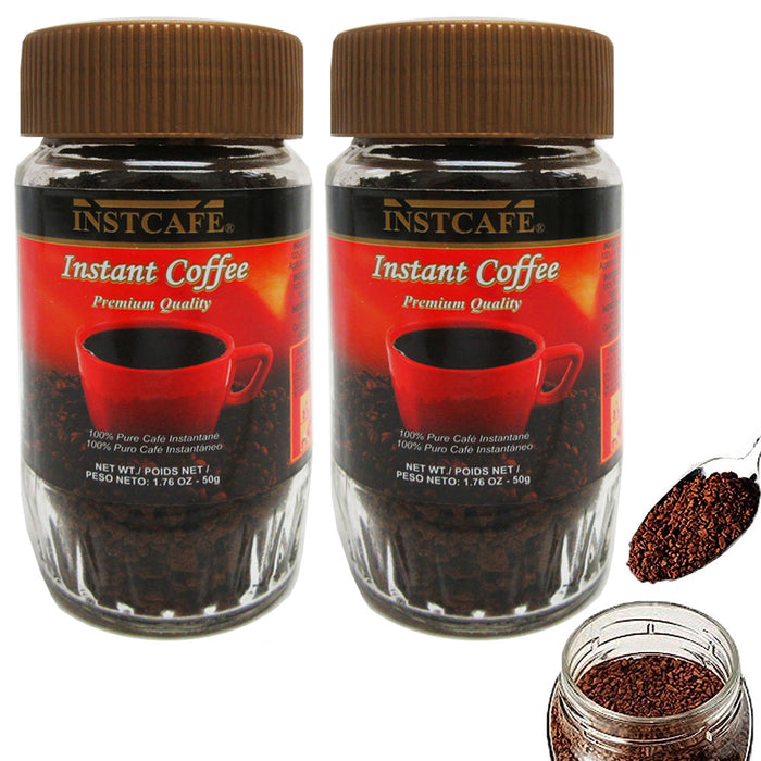 2 Pk Premium Instant Coffee 100% Pure Gourmet Flavor Ground Cafe Dark Roast 50g
