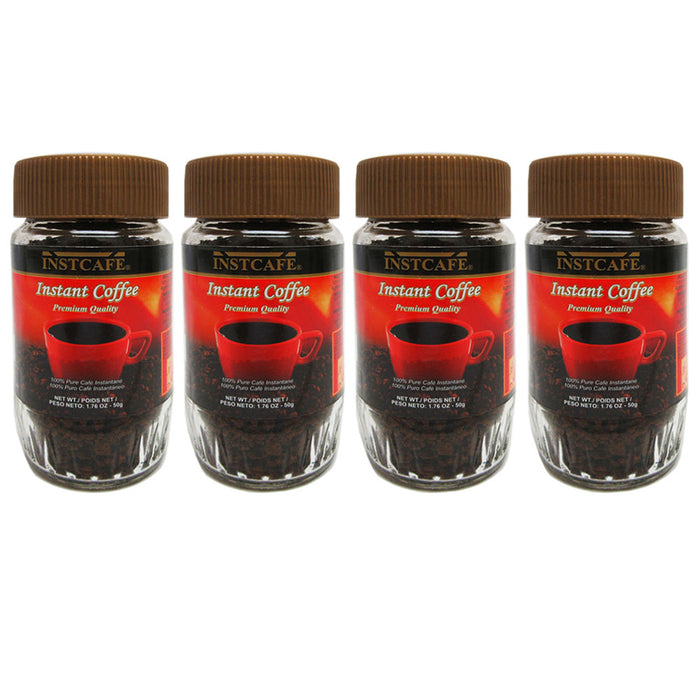 4 Pk 100% Pure Cafe Premium Instant Coffee Ground Gourmet Dark Roast Flavor 50g