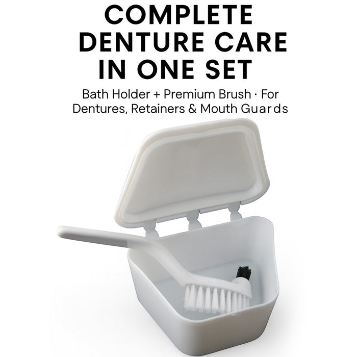 Denture Bath Brush Dental Retainer Box Orthodontic Mouth Guard Container Storage