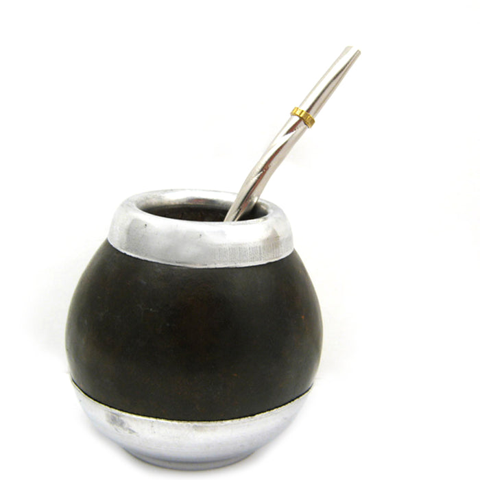 CLASSIC ARGENTINEAN MATE GOURD YERBA TEA CUP WITH STRAW BOMBILLA 1581 SHIPS FROM USA