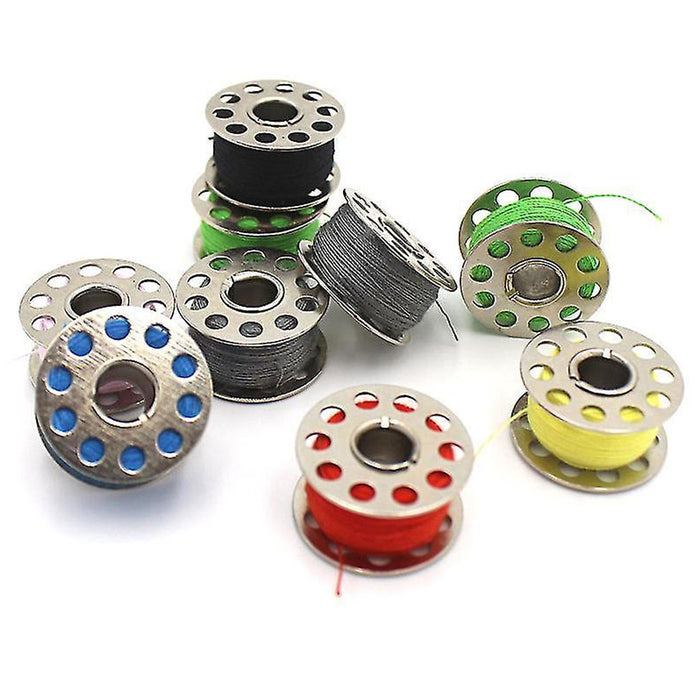 12 Bobbins Sewing Threads Assorted Colors Embroidery Machine Metal Bobbin Spool