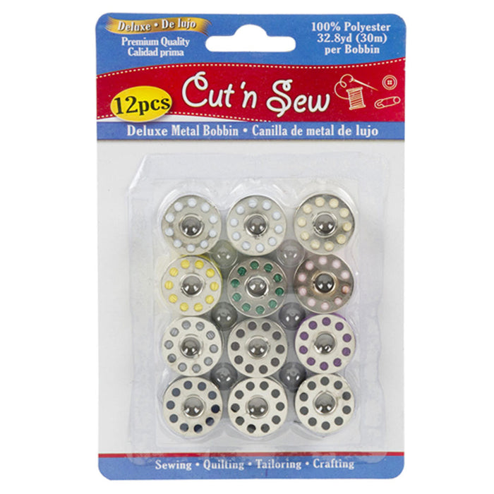 48 Assorted Colors Sewing Threads Pre-wound Metal Bobbins 100% Polyester Machine
