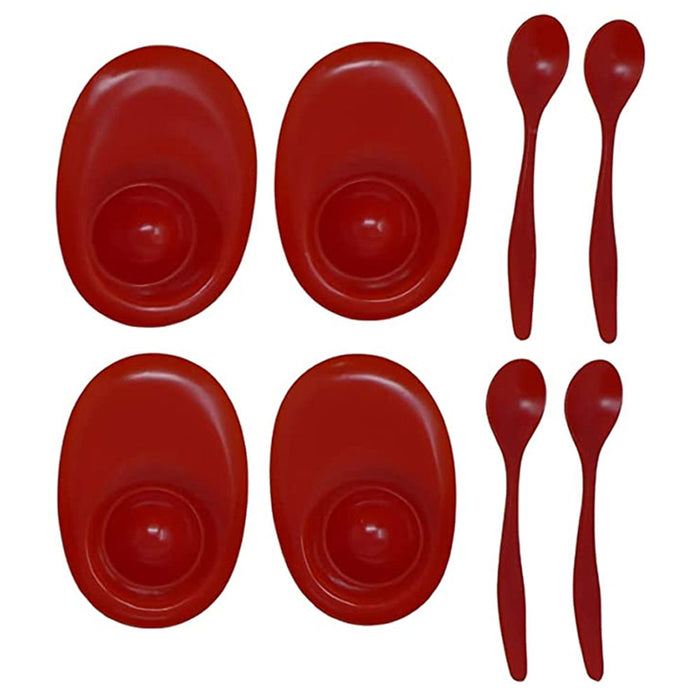 16 Pc Egg Cups w/ Spoons Set Poached Hard Boiled Bowl Saucer Appetizer Dip Plate