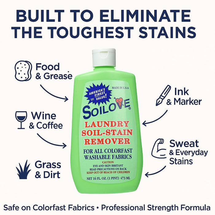 1 Soilove Soil Stain Remover Laundry Wash Clothes Cleaner Detergent Liquid 16oz