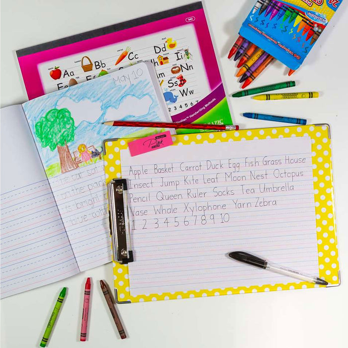 4 Standard Clipboards Bright Colors Polka Dot Low Profile Clip Hard Board Letter
