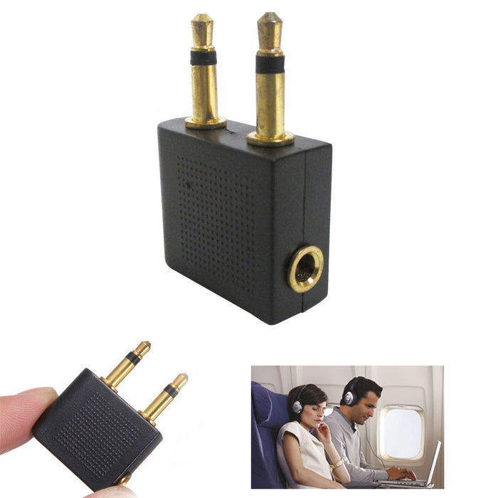 AIRPLANE HEADPHONES JACK ADAPTER PLUG AIRLINE ADAPTOR EARPHONE EAR AUDIO TRAVEL