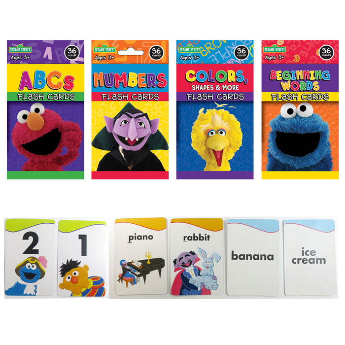 3 Sesame Street Flash Card Beginning Words Numbers Alphabet ABC Learning Kid Fun