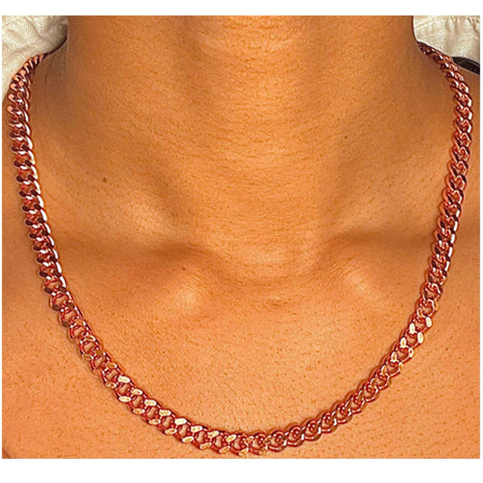 2 Pc Pure Solid Copper Cuban Chain Necklace Curb Link Rider Arthritis Unisex 24"