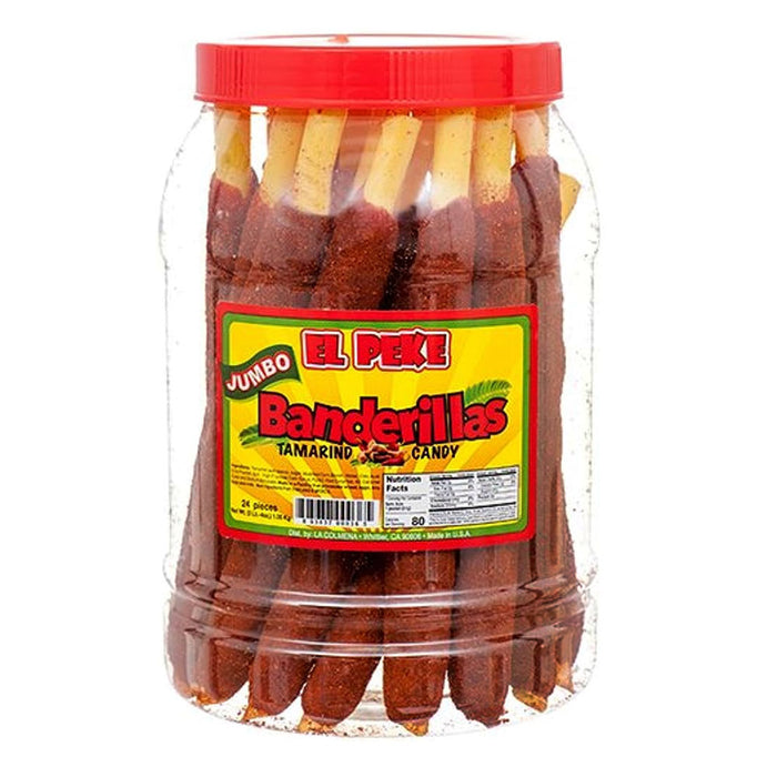 48 Pc Mexican El Peke Jumbo Banderillas Tamarind Candy Straw Chili Tamarindo