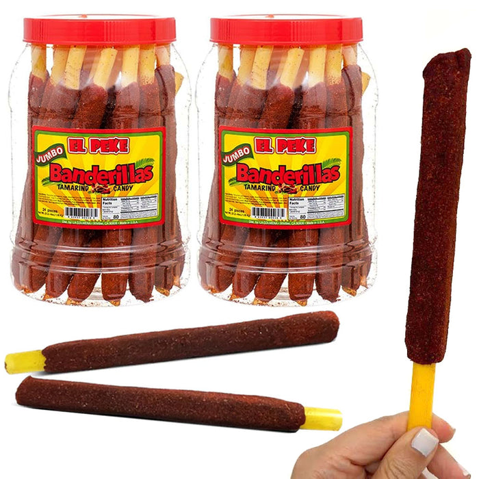 48 Pc Mexican El Peke Jumbo Banderillas Tamarind Candy Straw Chili Tamarindo
