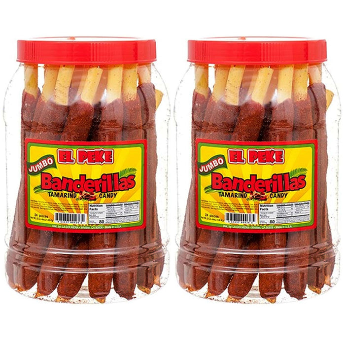 48 Pc Mexican El Peke Jumbo Banderillas Tamarind Candy Straw Chili Tamarindo