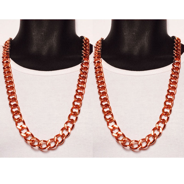 2 Pc Chunky Cuban Link Pure Copper Necklace 24" Solid Statement Jewelry Chain