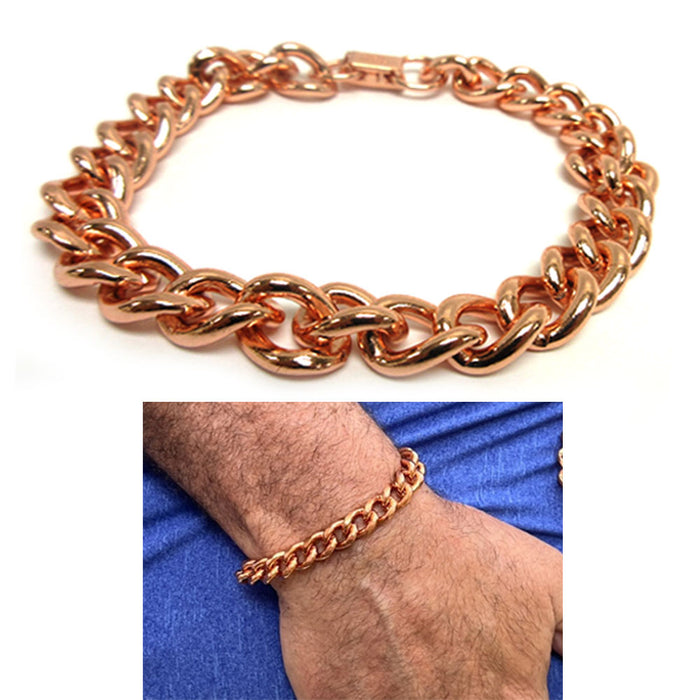 1 Heavy Cuban Chain Link Pure Copper Bracelet Wrist Arthritis Health Pain Relief