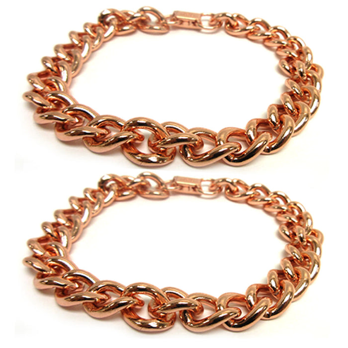2 Pure Solid Copper Bracelet Cuban Chain Link Wrist Arthritis Health Pain Relief
