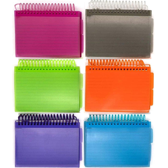 4pc Ruled Index Cards 3" X 5" Poly Spiral Bound 50 Sheets 2 Tabs Dividers School