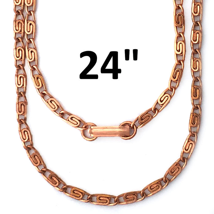 2 Pure Copper Necklace Set Celtic Scroll Link 18" 24" Solid Jewelry Fine Chain